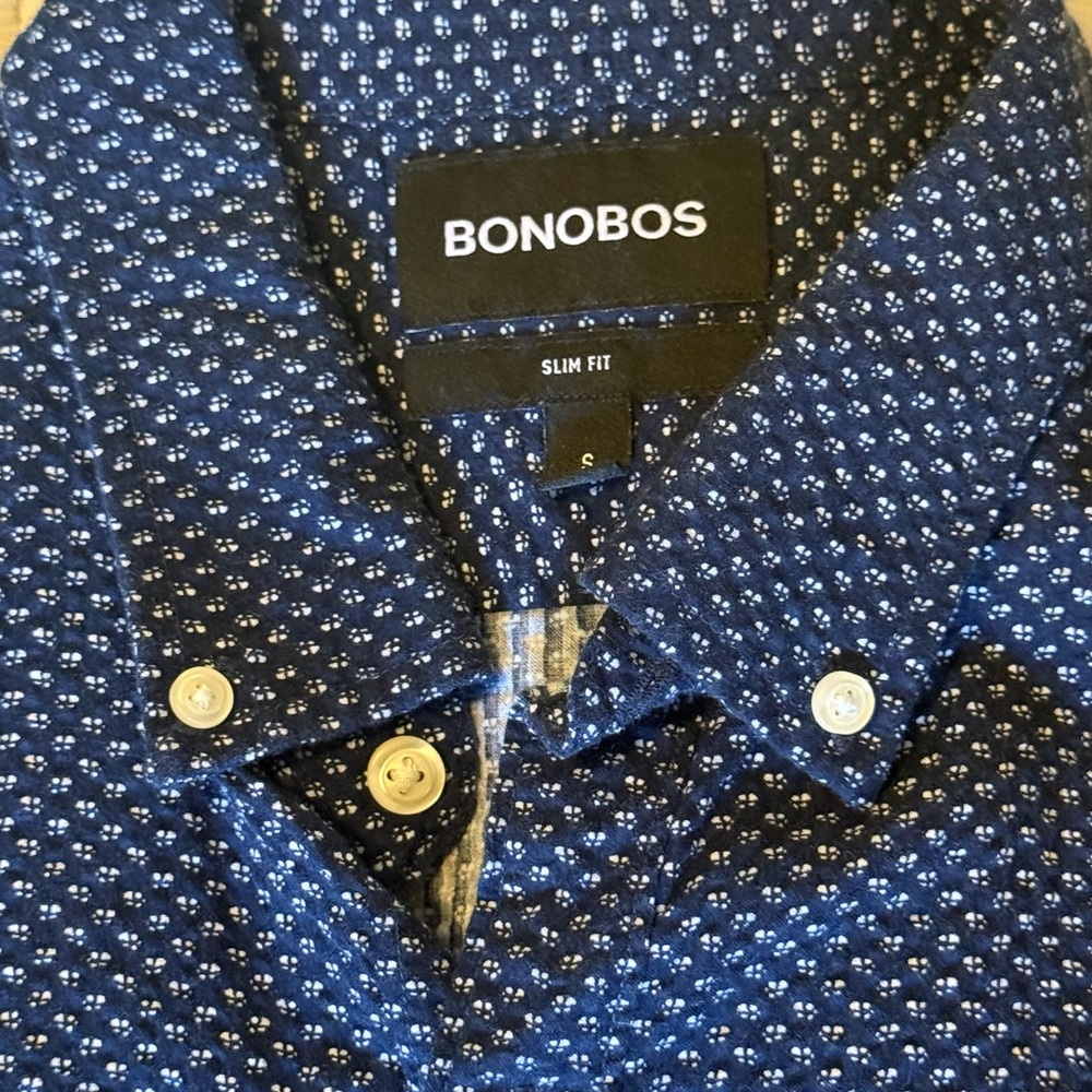 Bonobos Men's Navy Patterned Button Down Shirt